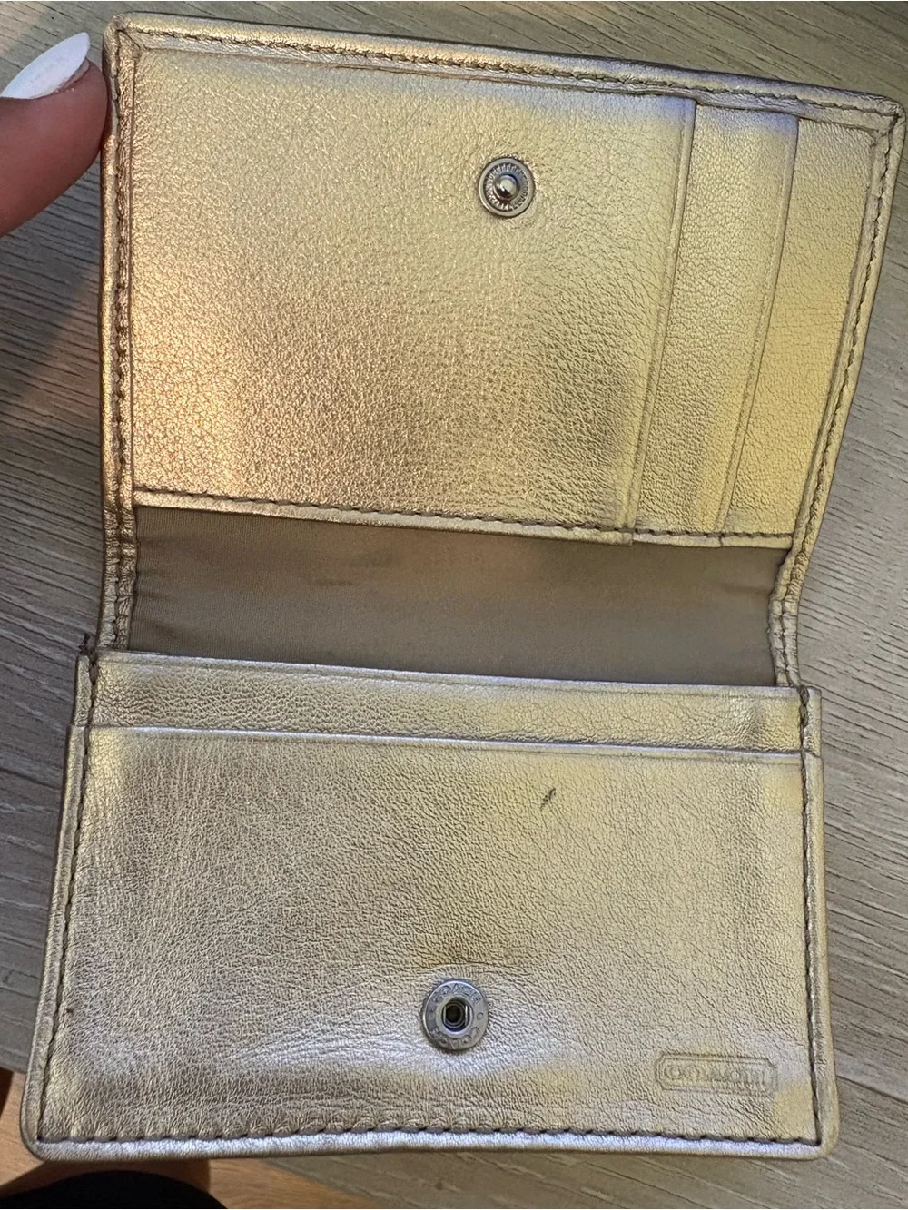 Coach Tan and Brown Signature Canvas Card Holder